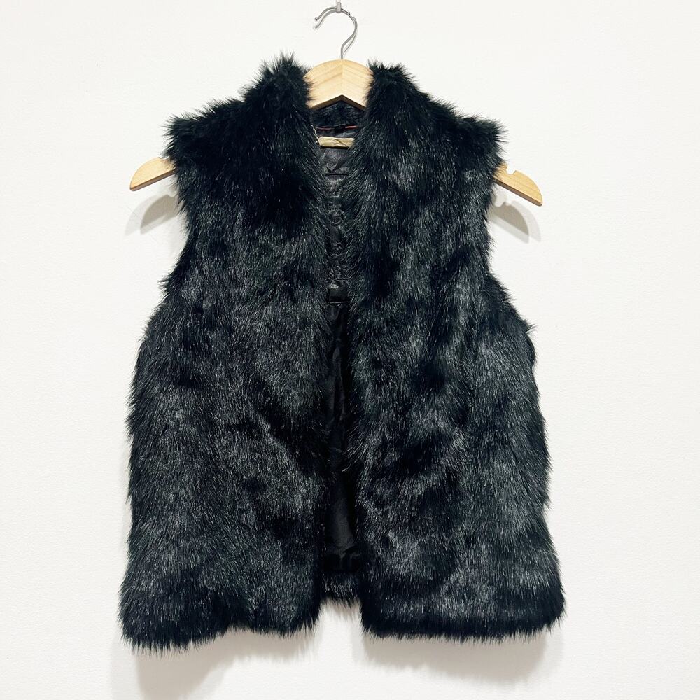 Express Black Faux Fur Vest